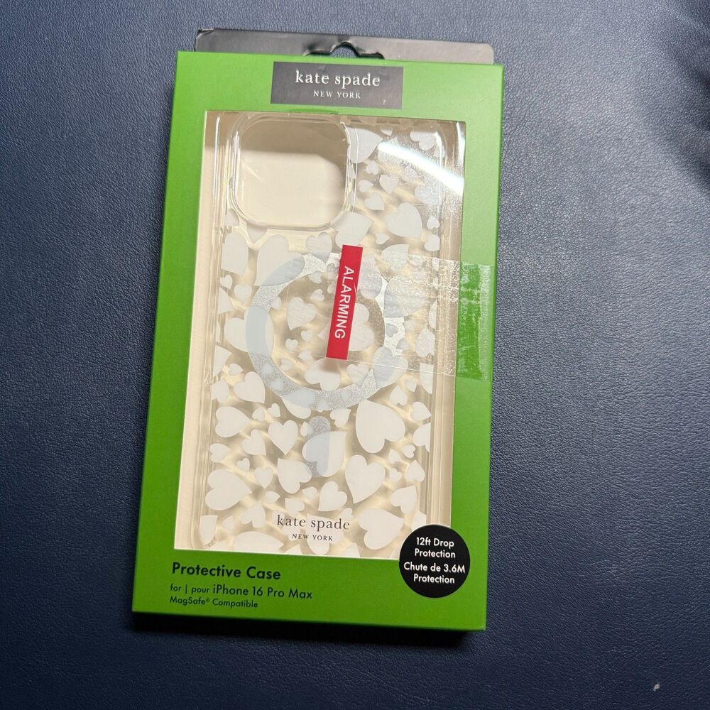Kate Spade NWB iPhone 16 Pro Max Case Compatible with MagSafe White Heart - Picture 6 of 6